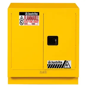 JUSTRITE 883620 Flammable Safety Cabinet, 23 Gallon, 1 Shelf, 2 Doors, 36 Inch Size, Yellow | CD8CNP