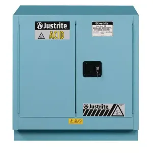 JUSTRITE 8837222 Corrosive/Acid Safety Cabinet, Self Close, 23 Gallon, Blue | CD8CNW