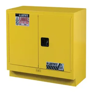 JUSTRITE 884800 Flammable Safety Cabinet, 31 Gallon, 1 Shelf, 2 Doors, 48 Inch Size, Yellow | CD8CNZ