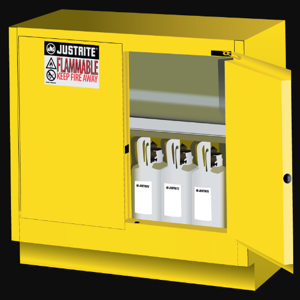 JUSTRITE 884820 Flammable Safety Cabinet, 31 Gallon, 1 Shelf, 2 Doors, 48 Inch Size, Yellow | CD8CPC