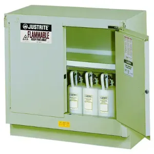 JUSTRITE 884824 Flammable Safety Cabinet, 31 Gallon, 1 Shelf, 2 Doors, 48 Inch Size, Silver | CD8CPD