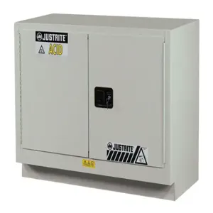 JUSTRITE 8849242 Corrosive/Acid Safety Cabinet, Self Close, 31 Gallon, Silver | CD8CPK