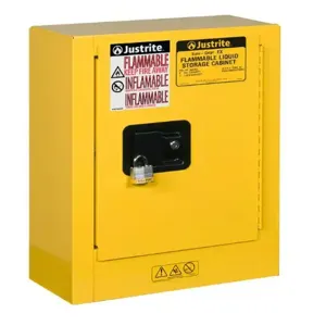 JUSTRITE 890200 Mini Transportable Flammable Cabinet, 2 Gallon1 Door, Manual Close, Yellow | CD8CPM JCB8902001 / 8902001 / 8902001