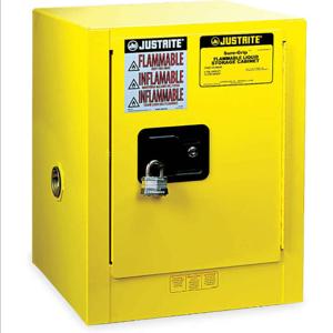 JUSTRITE 890420 Sicherheitsschrank für brennbare Stoffe, 4 Gallonen, 1 Regal, 1 Tür, selbstschließend, Gelb | CD8CPT JCB8904201, 8904201