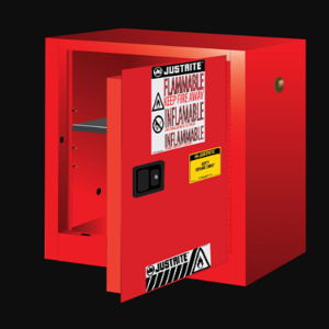 JUSTRITE 891201 Flammable Safety Cabinet, 1 Shelf, 1 Door, Manual Close, 12 Gallon, Red | CD8CQA 8912011