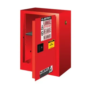 JUSTRITE 891201 Flammable Safety Cabinet, 1 Shelf, 1 Door, Manual Close, 12 Gallon, Red | CD8CQA 8912011