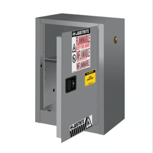 JUSTRITE 891203 Sicherheitsschrank für brennbare Stoffe, 1 Regal, 1 Tür, manueller Verschluss, 12 Gallonen, grau | CD8CQC 8912031