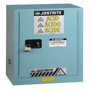 JUSTRITE 8912222 Corrosive/Acid Safety Cabinet, 1 Shelf, 1 Door, Self Close, 12 Gallon | CD8CQF