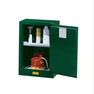 JUSTRITE 891224 Pesticide Safety Cabinet, 1 Shelf, 1 Door, Self-Close, 12 Gallon, Green | AA6ABK 13M531