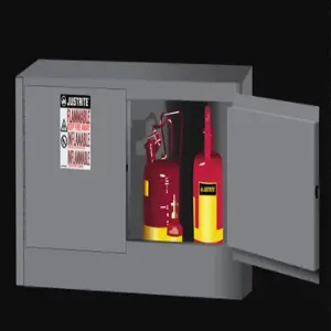 JUSTRITE 891303 Flammable Safety Cabinet, 12 Gallon, 2 Doors, Manual Close, Gray | CD8CQN 8913031