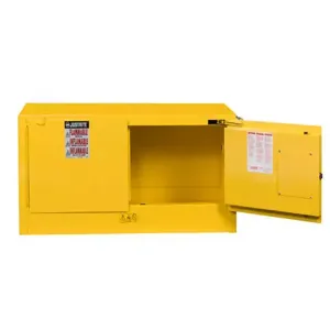 JUSTRITE 891320 Safety Cabinet, Self Close, 12 Gallon, 2 Doors, 457 x 1092 x 457mm Size, Yellow | CD8CQQ JCB8913201, 8913201