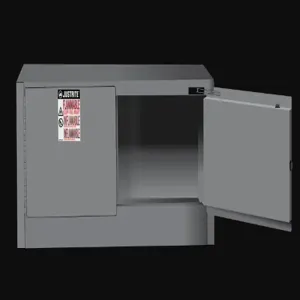 JUSTRITE 891323 Flammable Safety Cabinet, 2 Doors, Self Close, 12 Gallon, Gray | CD8CQU