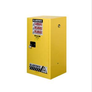 JUSTRITE 891500 Flammable Safety Cabinet, 1 Door, Manual Close, 15 Galllon, 1118 x 591 x 457mm Size, Yellow | CD8CQW JCB8915001, 8915001