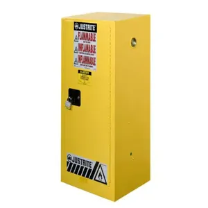 JUSTRITE 891500 Flammable Safety Cabinet, 1 Door, Manual Close, 15 Galllon, 1118 x 591 x 457mm Size, Yellow | CD8CQW JCB8915001, 8915001