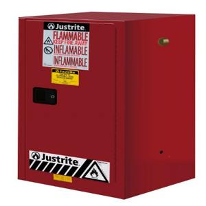 JUSTRITE 891501 Flammable Safety Cabinet, 1 Shelf, 1 Door, Manual Close, 15 Gallon, Red | CD8CQX