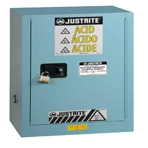 JUSTRITE 891502 Corrosive/Acid Safety Cabinet, 1 Shelf, 1 Door, Manual Close, 15 Gallon, Blue | CD8CQY 8915021