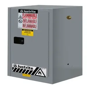 JUSTRITE 891503 Flammable Safety Cabinet, 1 Shelf, 1 Door, Manual Close, 15 Gallon, Gray | CD8CQZ