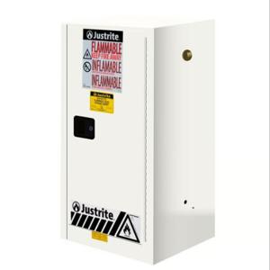 JUSTRITE 891525 Sicherheitsschrank für brennbare Stoffe, 1 Regal, 1 Tür, selbstschließend, 15 Gallonen, weiß | CD8CRF