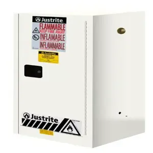 JUSTRITE 891505 Flammable Safety Cabinet, 1 Shelf, 1 Door, Manual Close, 15 Gallon, White | CD8CRA 8915051