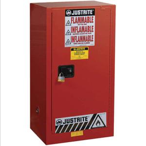JUSTRITE 891511 Paint Safety Cabinet, 2 Shelves, 1 Door, Manual Close, 20 Gallon, Red | AA6ABL 13M532 / 8915111