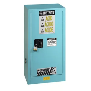 JUSTRITE 891522 Corrosive/Acid Safety Cabinet, 1 Shelf, 1 Door, Self Close, 15 Gallon, Blue | CD8CRD 8915221