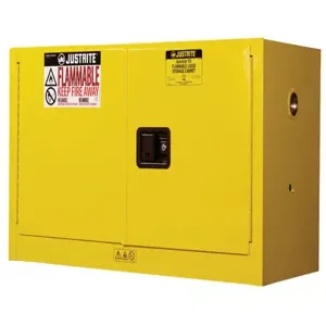 JUSTRITE 891700 Safety Cabinet, Manual Close, 2 Doors, 64L Capacity, 610 x 1092 x 457mm Size, Yellow | AB4LET JCB8917001, 8917001