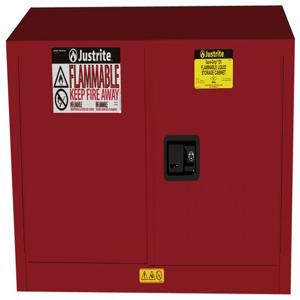 JUSTRITE 891721 Flammable Safety Cabinet, 1 Shelf, 2 Doors, Manual Close, 17 Gallon, Red | AD8BLV 4HTW8