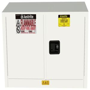 JUSTRITE 891725 Flammable Safety Cabinet, 2 Doors, Self Close, 17 Gallon, White | CD8CRQ