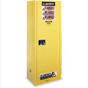 JUSTRITE 892200 Slimline Safety Cabinet, Manual, 3 Shelves, 83L, 1651 x 591 x 457 mm Size, Yellow | AB4LEU JCB8922001, 8922001