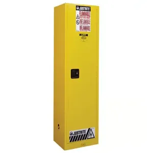 JUSTRITE 892200 Slimline Safety Cabinet, Manual, 3 Shelves, 83L, 1651 x 591 x 457 mm Size, Yellow | AB4LEU JCB8922001, 8922001