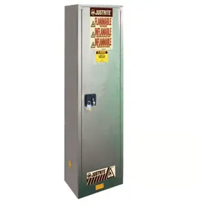 JUSTRITE 892203 Flammable Safety Cabinet, 3 Shelves, 1 Door, Manual Close, Gray, 22 Gallon | CD8CRU 8922031