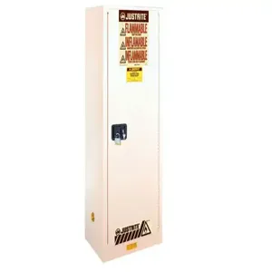 JUSTRITE 892205 Flammable Cabinet, 22 Gallon, 3 Shelves, 1 Door, Manual Close, White | AA6ABT 13M538