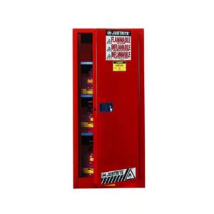 JUSTRITE 892221 Flammable Cabinet, 3 Shelves, 1 Door, Self Close, 22 Gallon, Red | AA6ABV 13M540 / 8922211