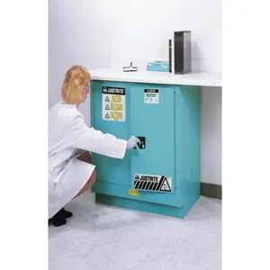 JUSTRITE 8923022 Corrosive/Acid Safety Cabinet, 1 Shelf, 2 Doors, Manual Close, Undercounter, 22 Gallon | CD8CTG