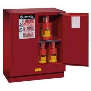 JUSTRITE 892321 Flammable Safety Cabinet, 1 Shelf, 2 Doors, Self Close, 22 Gallon, Red | CD8CTK