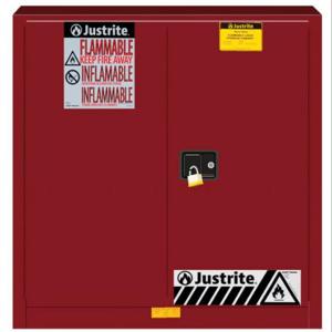 JUSTRITE 893021 Sicherheitsschrank für brennbare Stoffe, 1 Regal, 2 Türen, selbstschließend, 30 Gallonen, Rot | CD8CTZ 8930211
