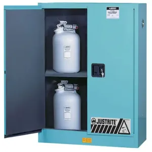 JUSTRITE 8930022 Corrosive/Acid Safety Cabinet, 1 Shelf, 2 Doors, 30 Gallon, Blue | CD8CTR