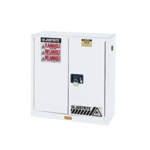 JUSTRITE 8945253 Sicherheitsschrank für brennbare Stoffe, 2 Regale, 2 Türen, selbstschließend, 45 Gallonen, Weiß | CD8CVB