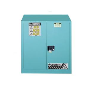 JUSTRITE 893302 Corrosive/Acid Safety Cabinet, 1 Shelf, 2 Doors, Manual Close, 30 Gallon, Blue | CD8CUN