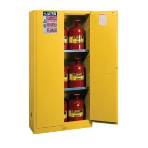 JUSTRITE 8945008 Flammable Safety Cabinet, 2 Doors, Manual Close, 9 Can, 45 Gallon, Yellow | AD8BKW 4HTU4