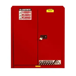 JUSTRITE 894501 Flammable Safety Cabinet, Manual Close, 1 Shelf, 45 Gallon, 1651 x 1092 x 457mm Size, Red | AD8BKE JCB8945011, 8945011