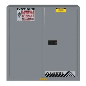 JUSTRITE 894503 Flammable Safety Cabinet, 45 Gallon, 2 Shelves, 2 Doors, Manual Close, Gray | CD8CUV 8945031