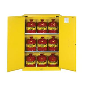 JUSTRITE 8945208 Flammable Safety Cabinet, 2 Door, Self-Close, 9 Cans, 45 Gallon, Yellow | CD8CUX