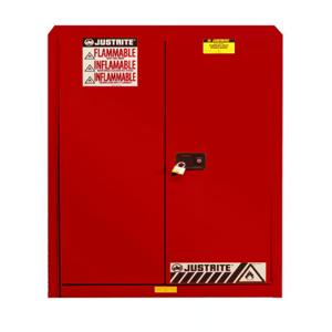 JUSTRITE 894521 Flammable Cabinet, 45 Gallon, 2 Shelves, 2 Doors, Self Close, Red | AD8BKN 4HTT6 / 8945211