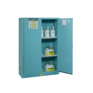 JUSTRITE 894582 Corrosive/Acid Safety Cabinet, 45 Gallon, 1 Bi-Fold Self-Close Door, Blue | CD8CVE