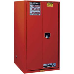 JUSTRITE 894591 Paint Safety Cabinet, 60 Gallon, 5 Shelves, 1 Bi-Fold Self-Close Door, Red | CD8CVN