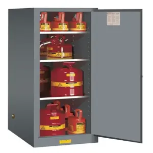 JUSTRITE 895403 Flammable Safety Cabinet, 3 Shelves, 1 Door, Manual Close, 54 Gallon, Gray | CD8CVR