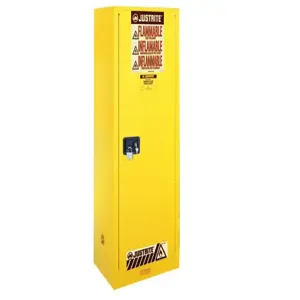 JUSTRITE 895420 Slimline Safety Cabinet, Self Close, 3 Shelves, 54 Gallon, 1651 x 591 x 864mm Size, Yellow | CD8CVW JCB8954201, 8954201