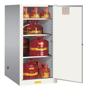 JUSTRITE 895425 Flammable Safety Cabinet, 3 Shelves, 1 Door, Self Close, 54 Gallon, White | CD8CWA