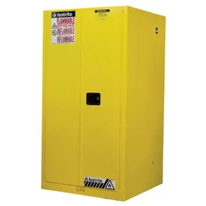 JUSTRITE 896000 Flammable Safety Cabinet, Manual Close, 2 Shelves, 60 Gallon, Yellow | CD8CWD JCB8960001, 8960001